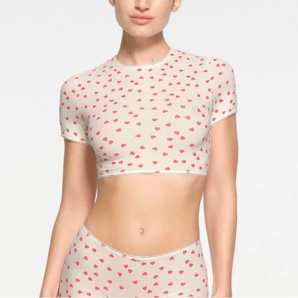 Skims Valentine’s Day Lana Del Rey Heart Print Crop Top